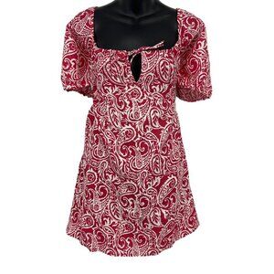 RVCA Women Dress Size Large 12 Here For It Mini Linen Short Sleeve Keyhole New